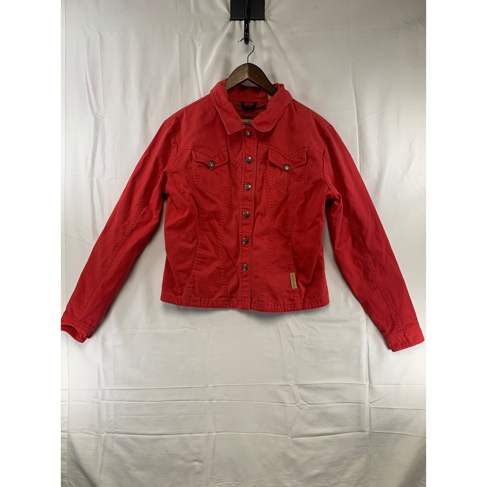 Powder River Outfitters Western Jacket Women L Red Cotton Panhandle Slim 52-6497